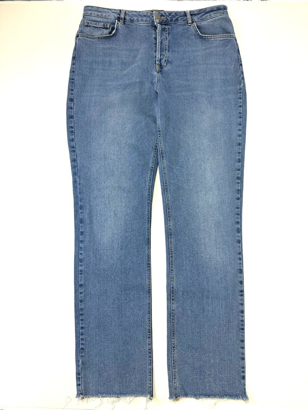 Long Tall Sally Button Fly Jeans Size 14 Tall Straight Leg Denim Inseam 32in